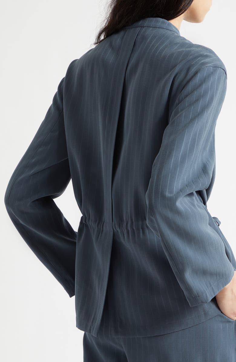 Emporio Armani Pinstripe Drawstring Waist Jacket, Alternate, color, Blue