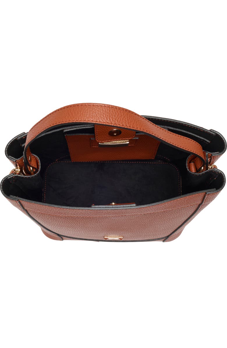 VALENTINO BY MARIO VALENTINO Callie Medallion VLOGO Leather Bucket Bag, Alternate, color, Whiskey