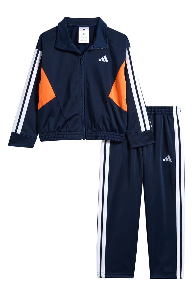 adidas Kids' Colorblock Track Jacket & Pants Set, Main, color, Navy With Orange
