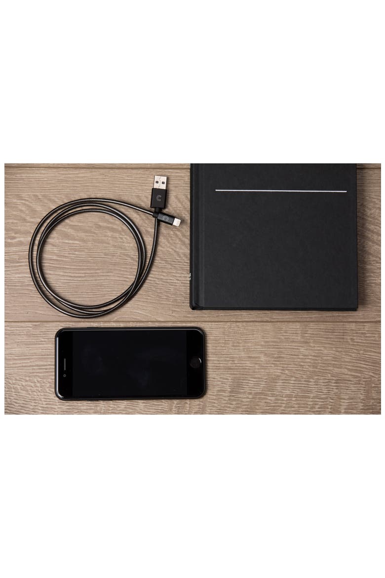 3 Foot Stainless Steel Charging Cable, Alternate, color, BLACK