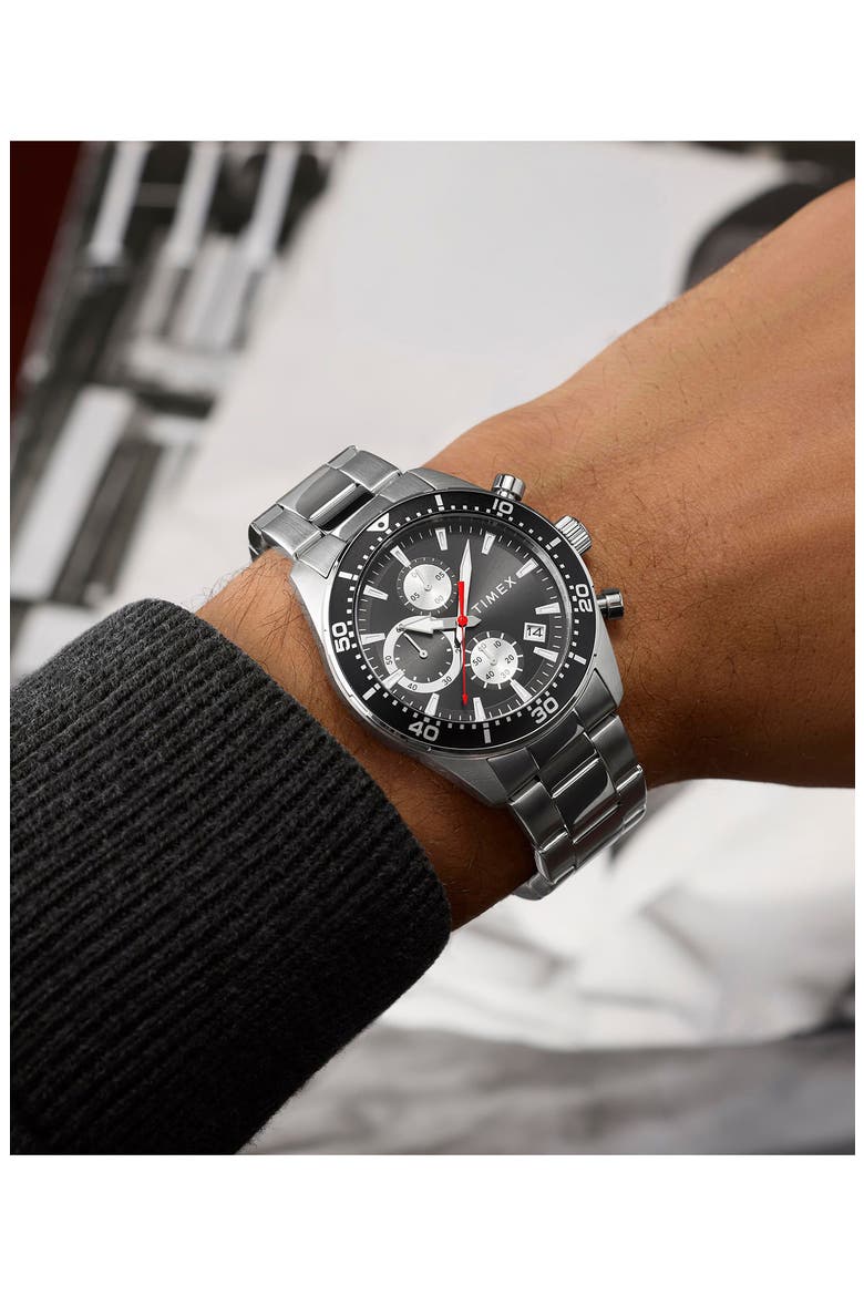Ridgefield Chronograph Bracelet Watch, 42mm, Alternate, color, BLACK/ SILVER-TONE