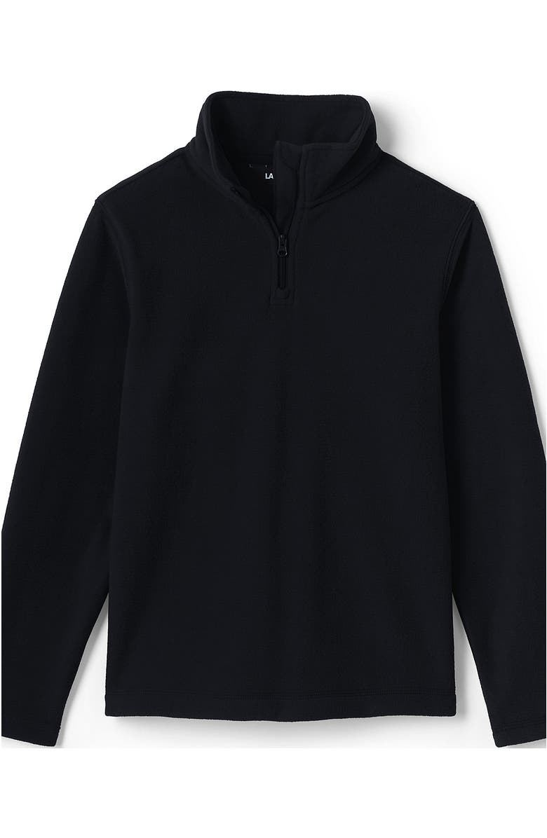 Lands' End School Uniform Kids Lightweight Fleece Quarter Zip Pullover, Main, color, Black
