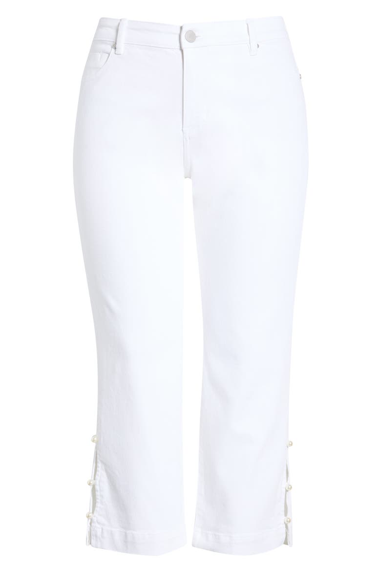 Kennedy Embellished Split Hem Ankle Straight Leg Jeans, Alternate, color, BRIGHT WHITE