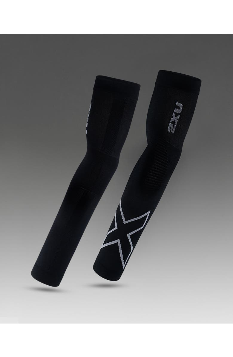2XU Flex Run Comp Arm Sleeves, Alternate, color, Black/Grey