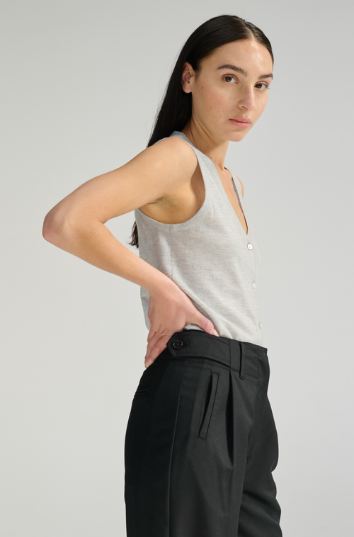 Almina Concept Knit Button Closure Vest In Grey