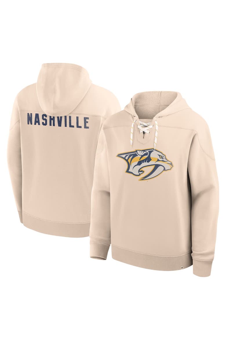 Men's Fanatics Cream Nashville Predators Vintage Hoodie, Main, color, Cream