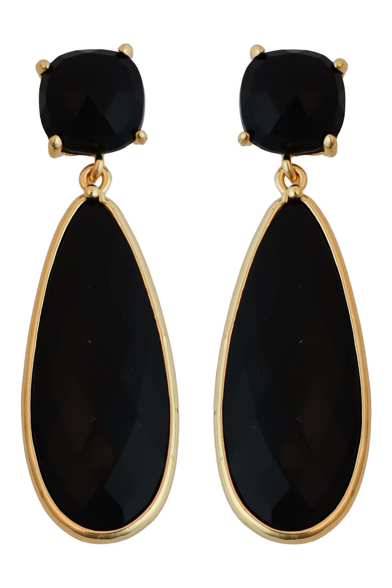 Black Crystal Teardrop Earrings, Main, color, BLACK
