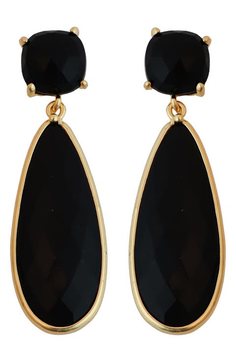 Black Crystal Teardrop Earrings