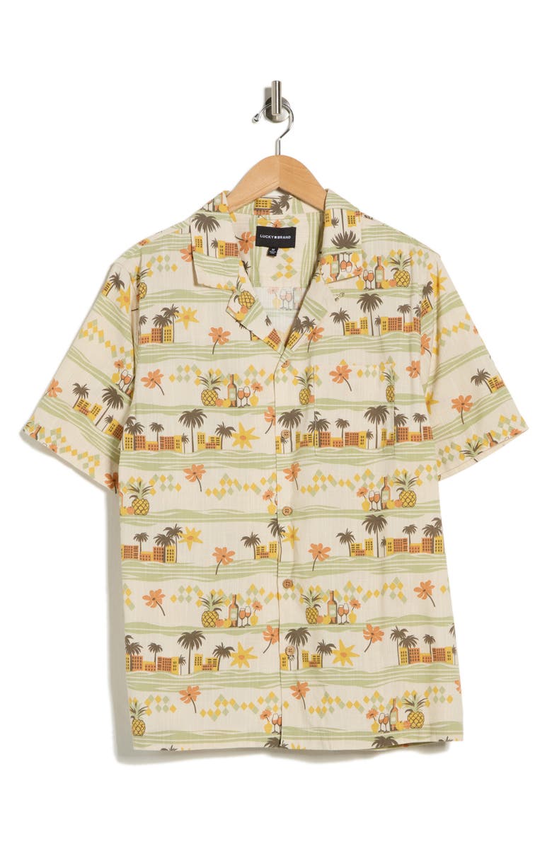 Lucky Brand Print Camp Shirt, Alternate, color, Natural Multi Print