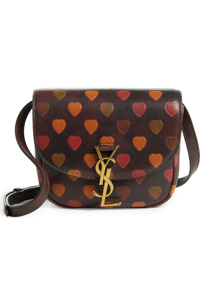 Saint Laurent Kaia Embossed Heart Leather Crossbody Bag, Main, color,