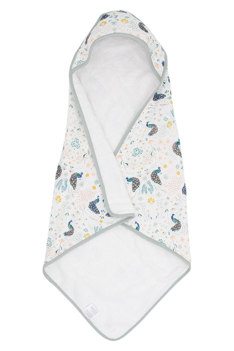 Cotton Muslin & Terry Hooded Infant Towel, Main, color, PEACOCK