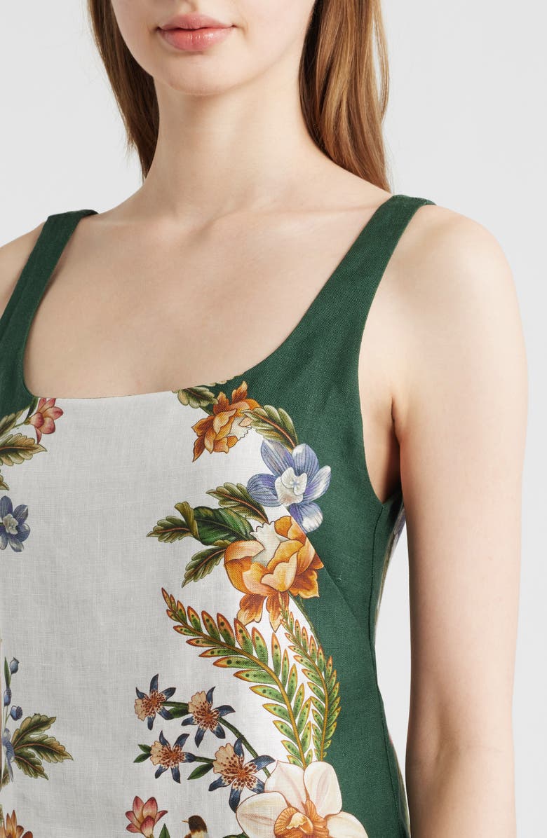 FARM Rio Nature Sand Print Linen Minidress, Alternate, color, Nature Sand/ Green