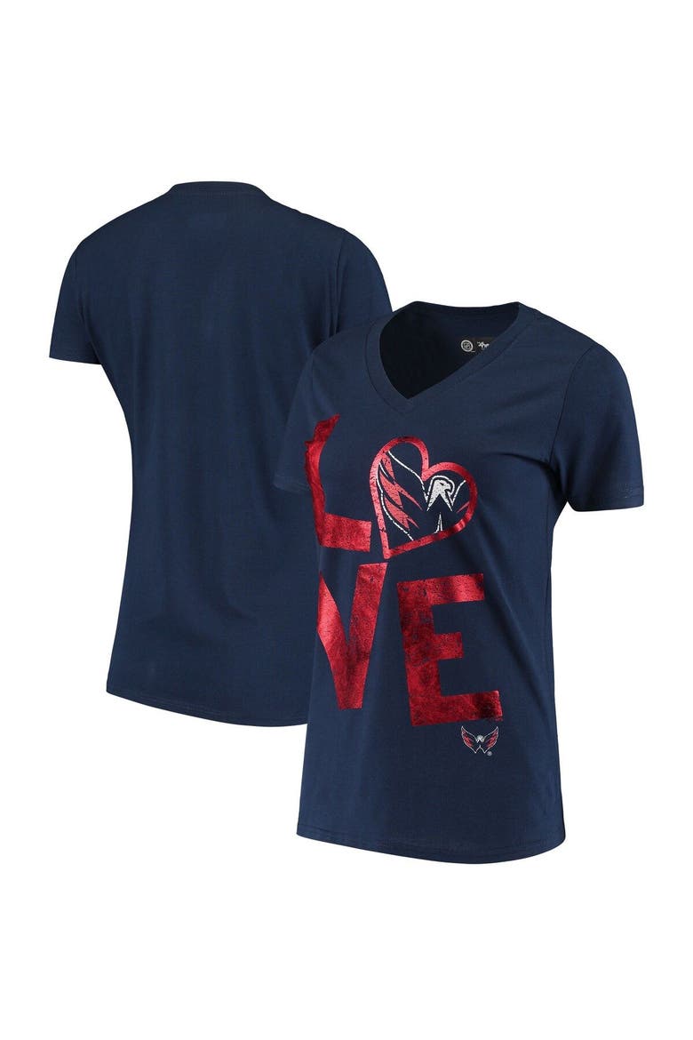 Women's G-III Sports by Carl Banks Navy Washington Capitals Game On V-Neck T-Shirt, Main, color, Navy
