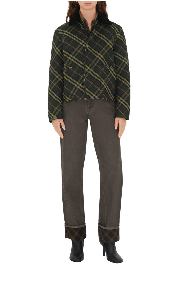 Burberry Cropped Check Quilted Barn Jacket, Main, color, 