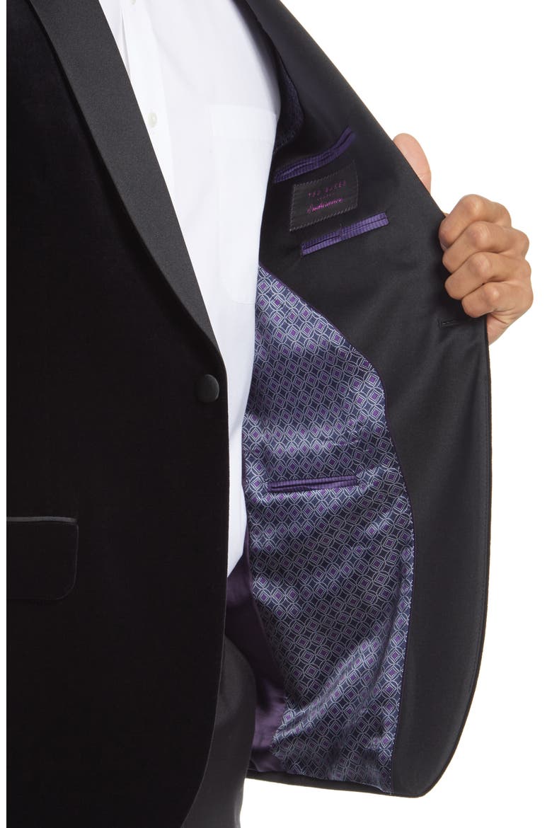 Josh Trim Fit Velvet Dinner Jacket, Alternate, color, BLACK