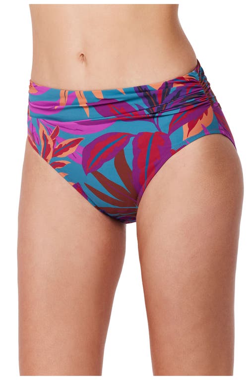 Gottex Plantopia Mid Rise Shirred Bikini Bottom In Blue