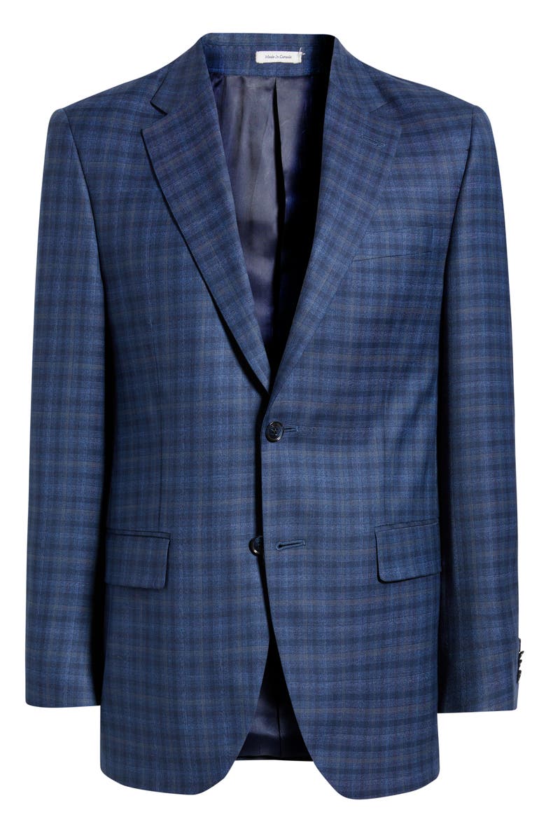 Peter Millar Flynn Classic Fit Plaid Wool Sport Coat, Alternate, color, Blue