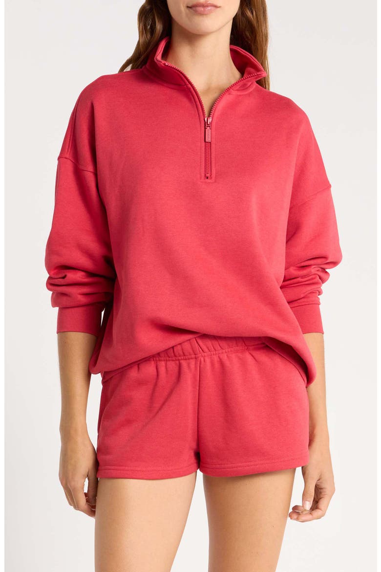 Cozy Crush Half-Zip Cotton Blend Sweatshirt, Main, color, LUCKY RED