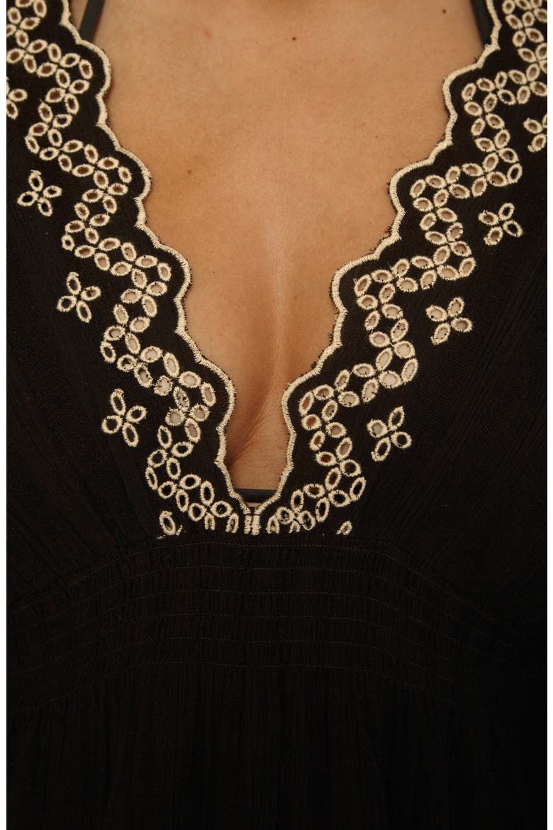 Barbados Eyelet Cover-Up Tunic, Alternate, color, BLACK/ TAN