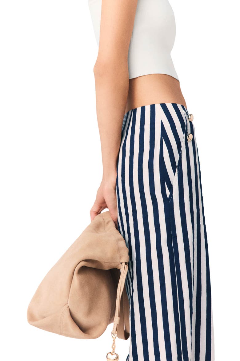 Linen blend sailor trousers, Alternate, color, White/blue