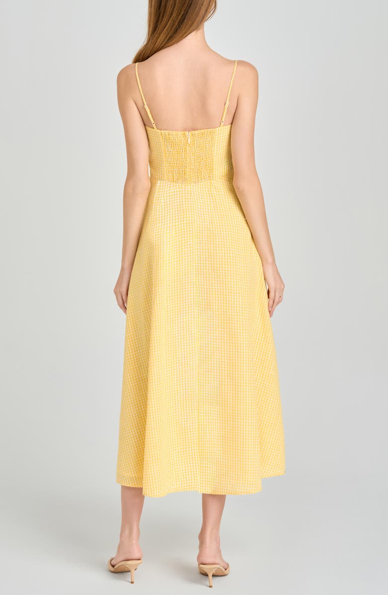 WAYF Josefina Gingham Fit & Flare Midi Dress, Alternate, color, Yellow