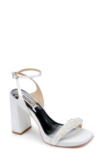 Badgley Mischka Collection Calida Ankle Strap Satin Sandal In White
