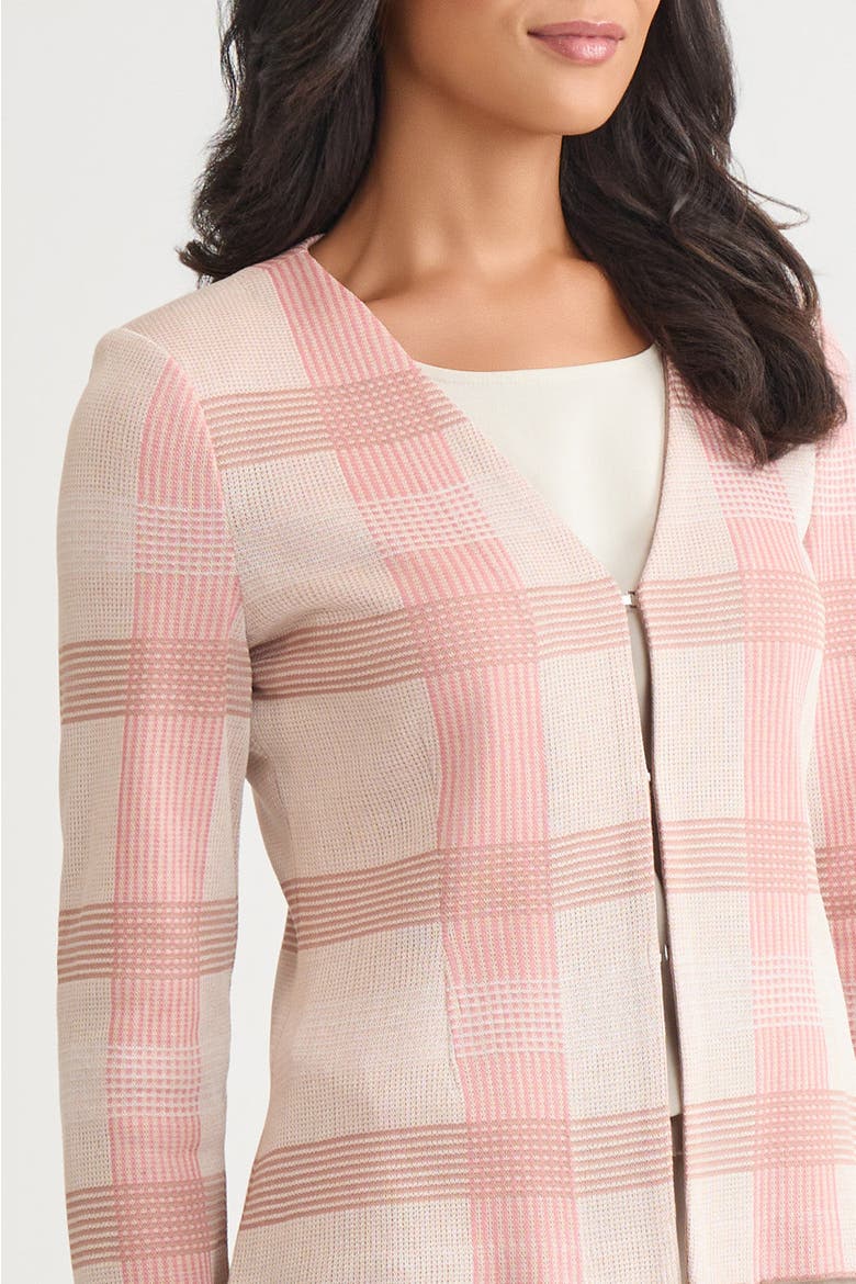 Tailored Multi Color Plaid Knit Jacket, Alternate, color, Honey Suckle/Biscotti