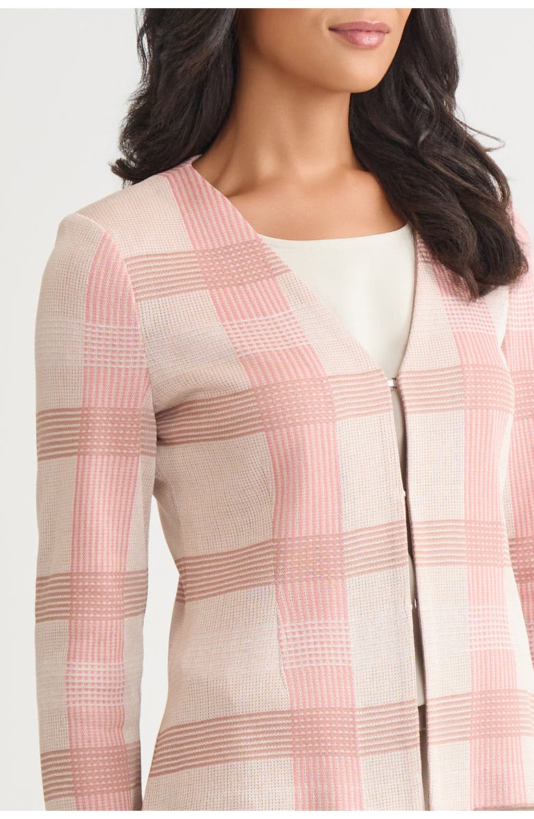 Misook Tailored Multi-Color Plaid Knit Jacket, Alternate, color, Honey Suckle/Biscotti