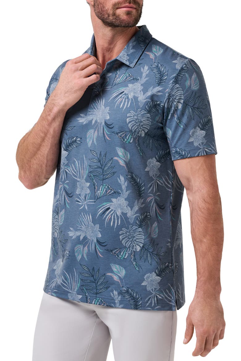 Featherweight Floral Polo, Alternate, color, BLUE HORIZON