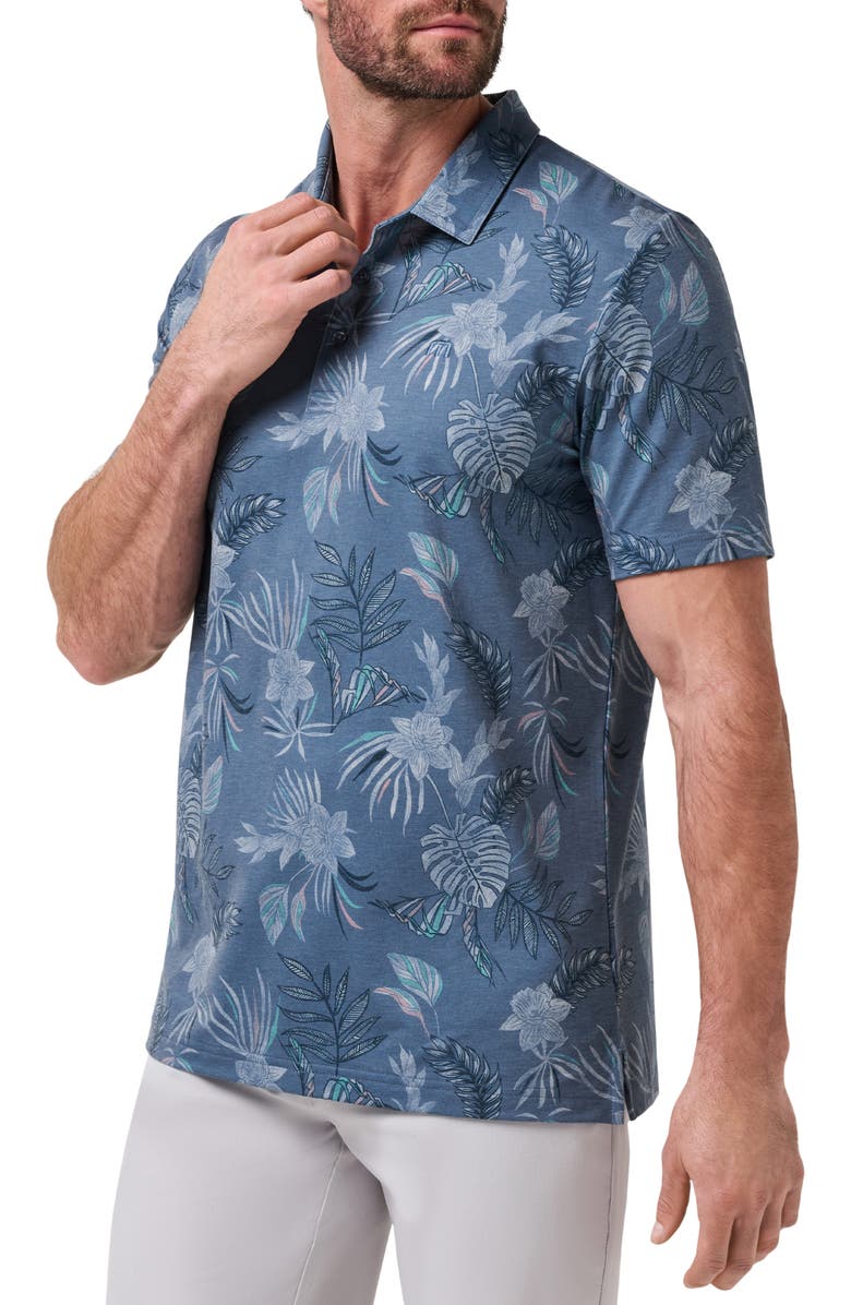 TravisMathew Featherweight Floral Polo, Alternate, color, Blue Horizon