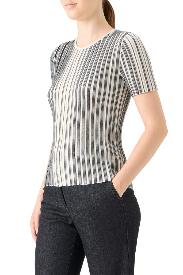 Stripe Virgin Wool Sweater, Alternate, color, BLACK-CREAM