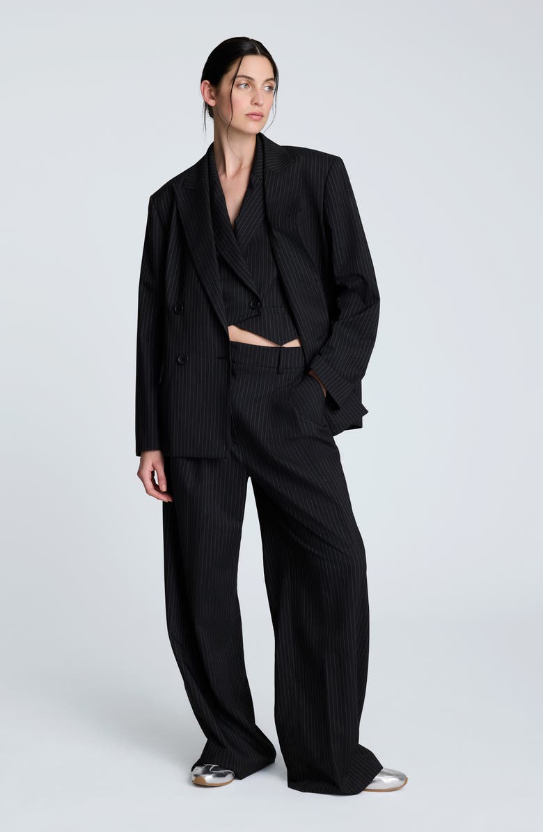 Kenneth Cole Pinstripe Double Breasted Jacket, Alternate, color, 