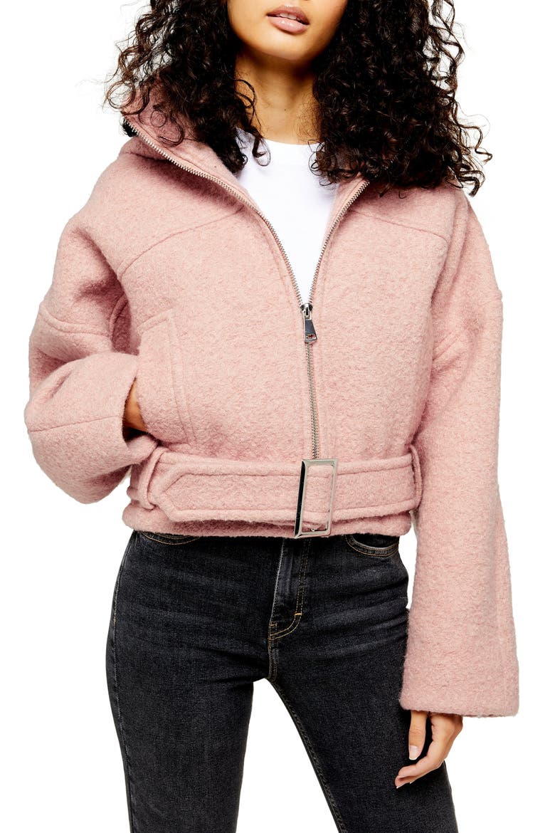 Miller Wool Blend Hooded Jacket, Main, color, PINK