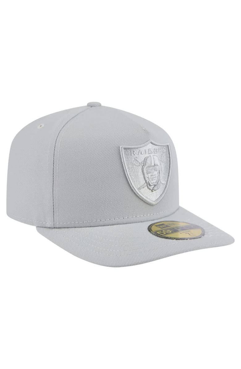 New Era Men's New Era Gray Las Vegas Raiders Color Pack A-Frame 59FIFTY Fitted Hat, Alternate, color, 