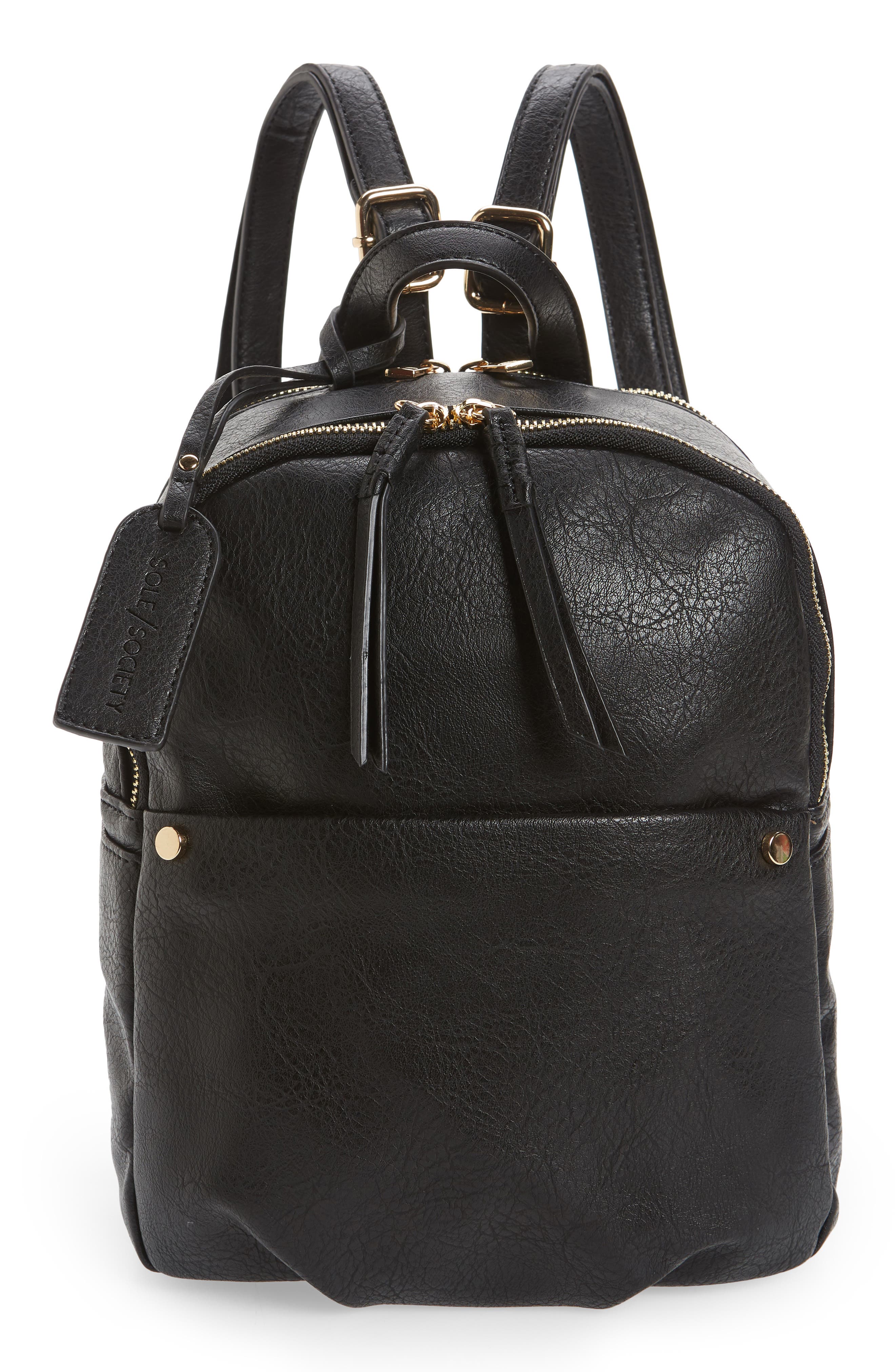 Sole Society Siena Faux Leather Backpack, Main, color, 
