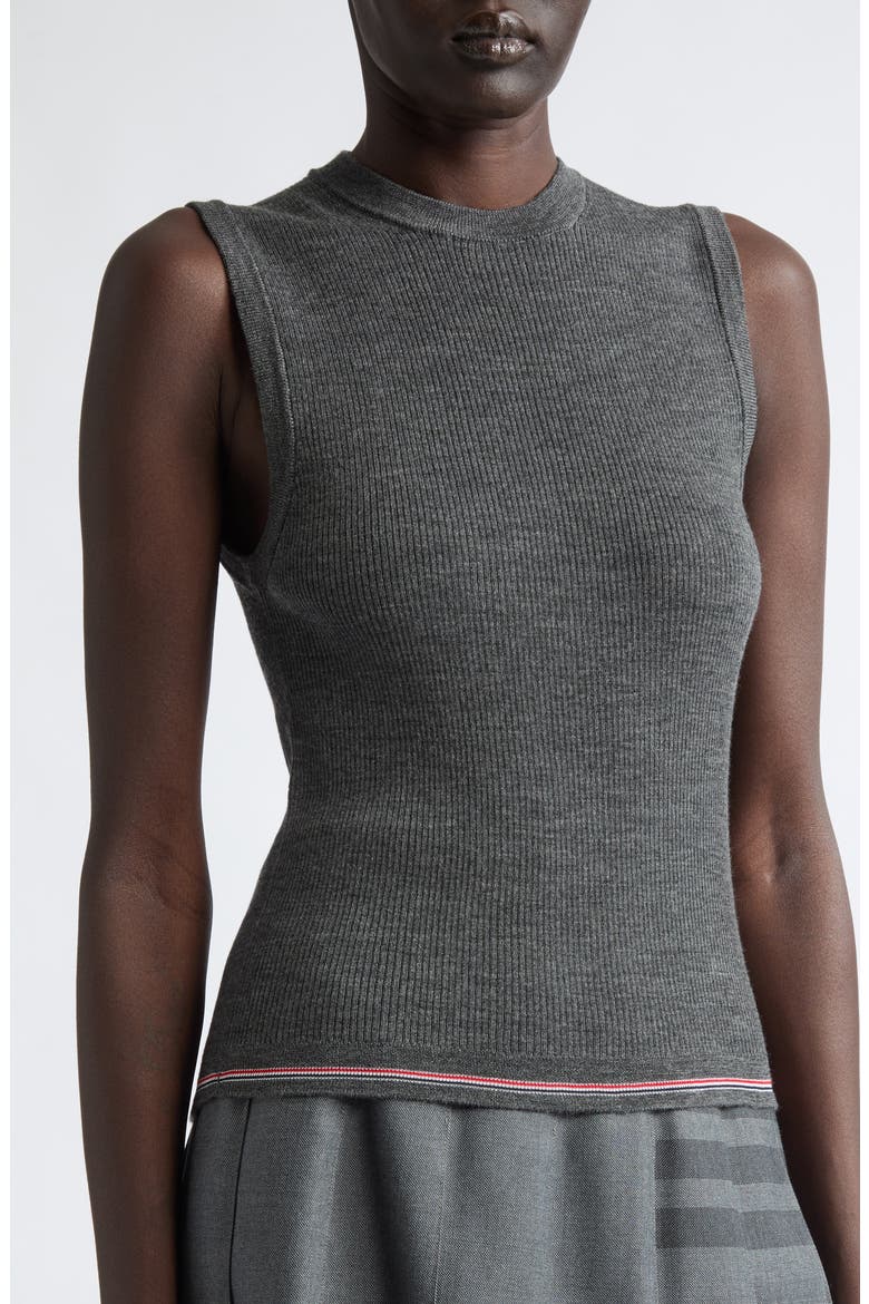 Merino Wool Rib Sweater Vest, Alternate, color, MEDIUM GREY