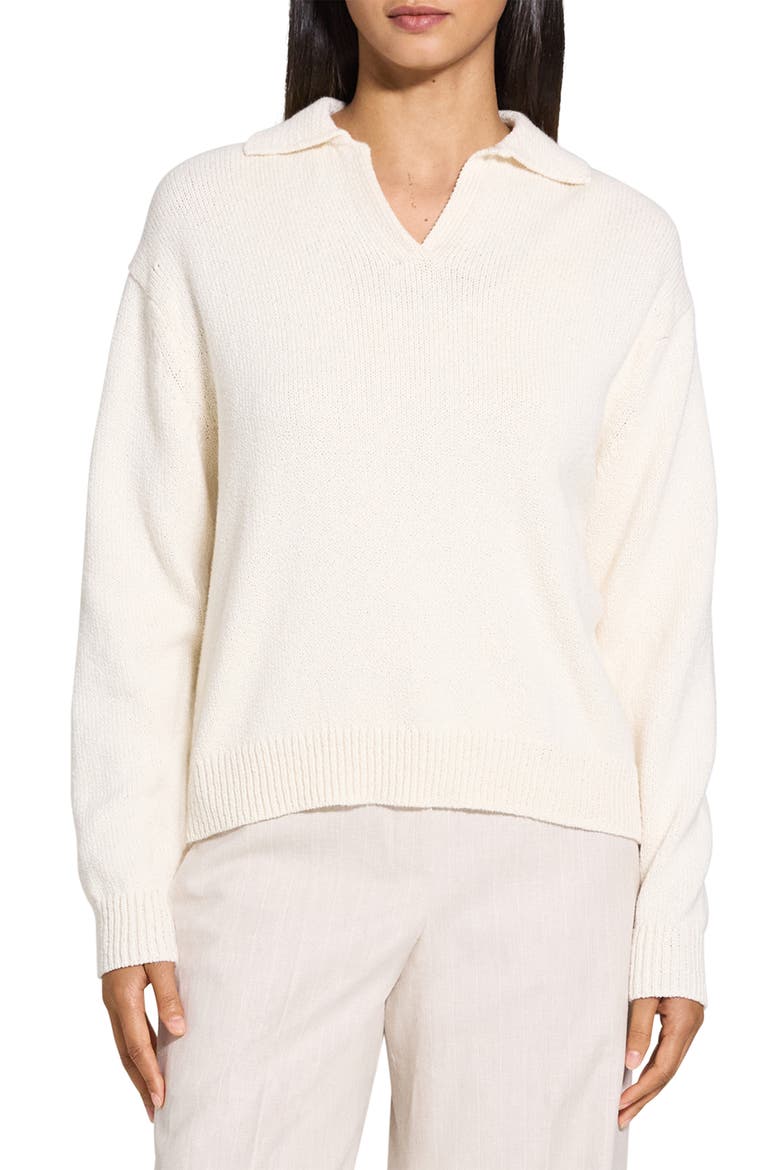 Cotton & Wool Polo Sweater, Main, color, OFF WHITE