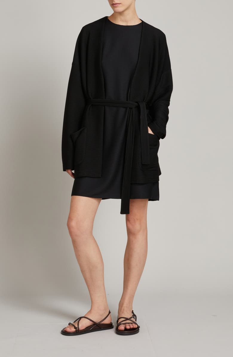 MM by Max Mara Papilla Belted Cardigan, Alternate, color, Black