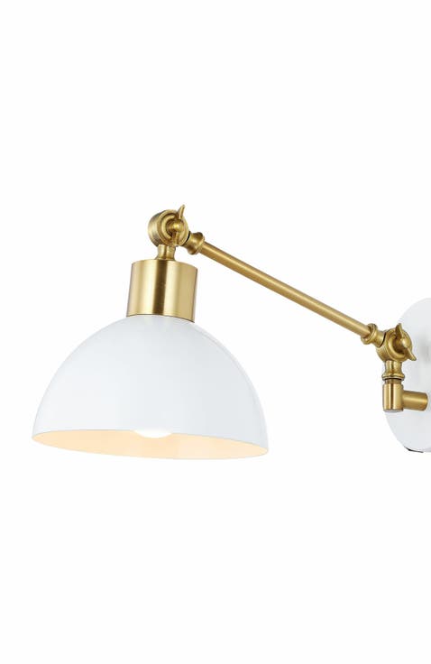 Lisa Swing Arm 1-Light Modern Midcentury Iron USB Charging Port LED Sconce