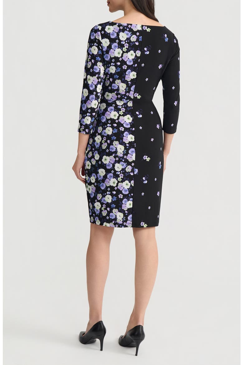Floral Print Pleated Sheath Dress, Alternate, color, BLACK MULTI