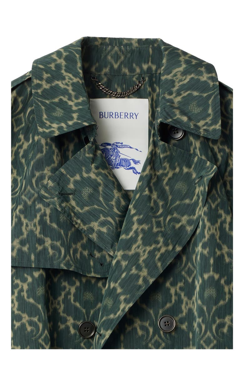 Long Baroque Viscose Blend Trench Coat, Alternate, color, Vine green