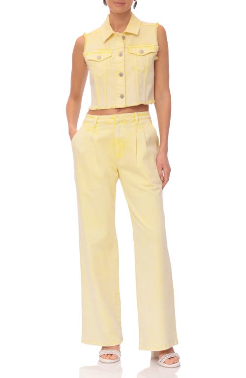 Shop Avec Les Filles Frayed Crop Vest In Citrus Sun