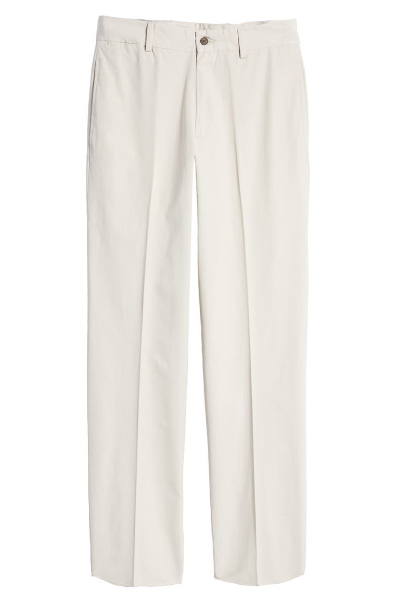 Berle Charleston Khakis Flat Front Cotton Poplin Dress Pants, Alternate, color, Stone