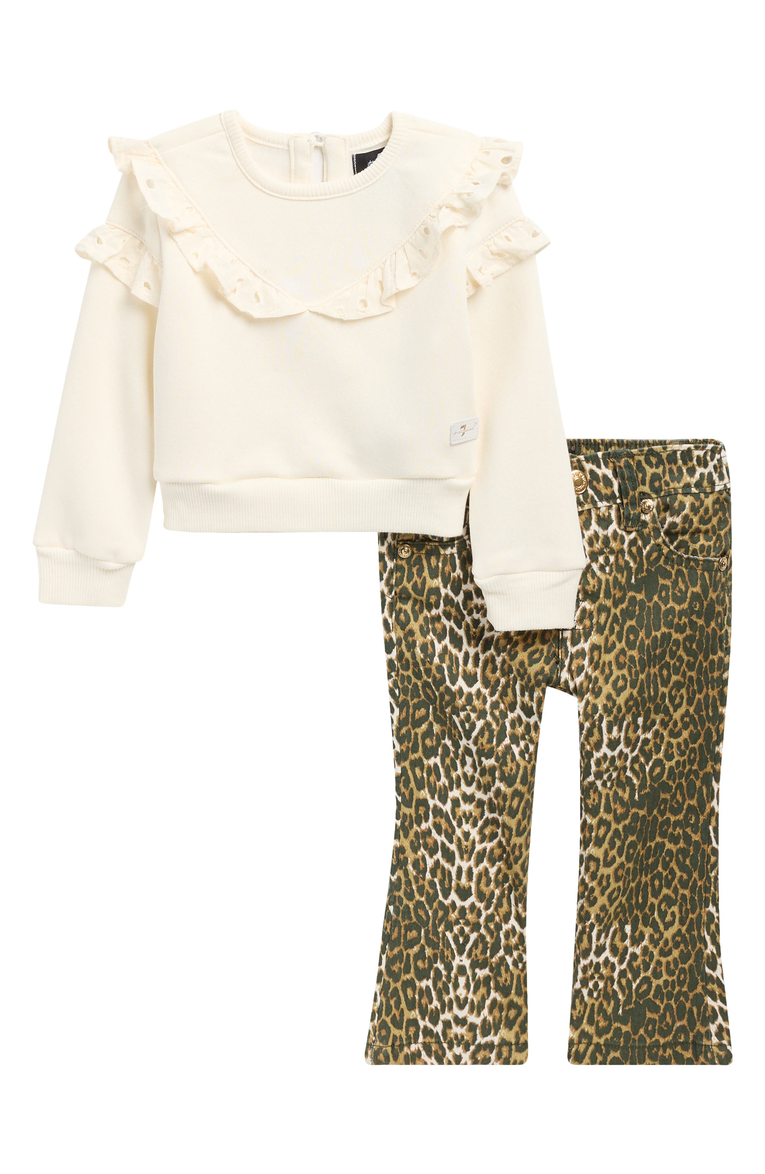 7 For All Mankind Kids' Ruffle Yoke Pullover & Flare Pants Set