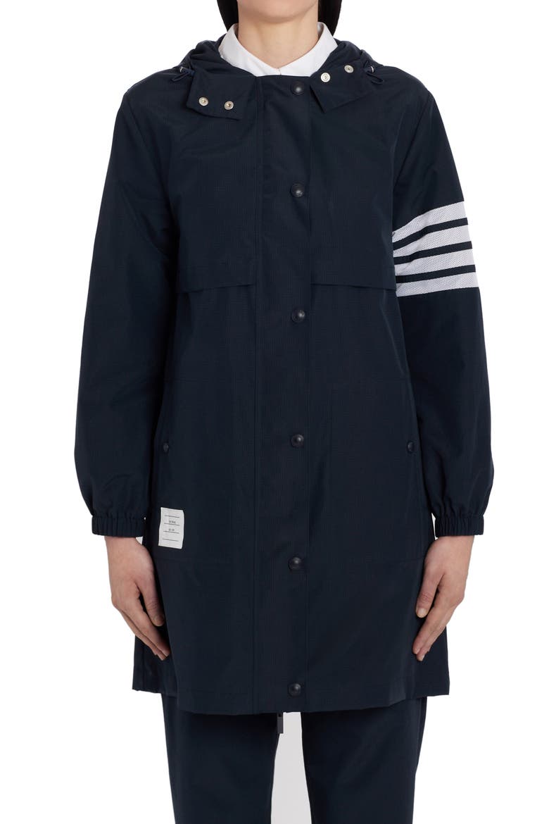 4-Bar Elongated Ripstop Hooded Parka, Alternate, color, NAVY 415