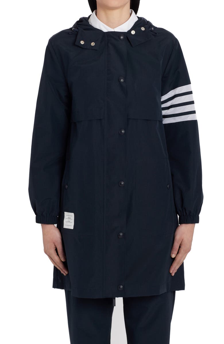 Thom Browne 4-Bar Elongated Ripstop Hooded Parka, Alternate, color,