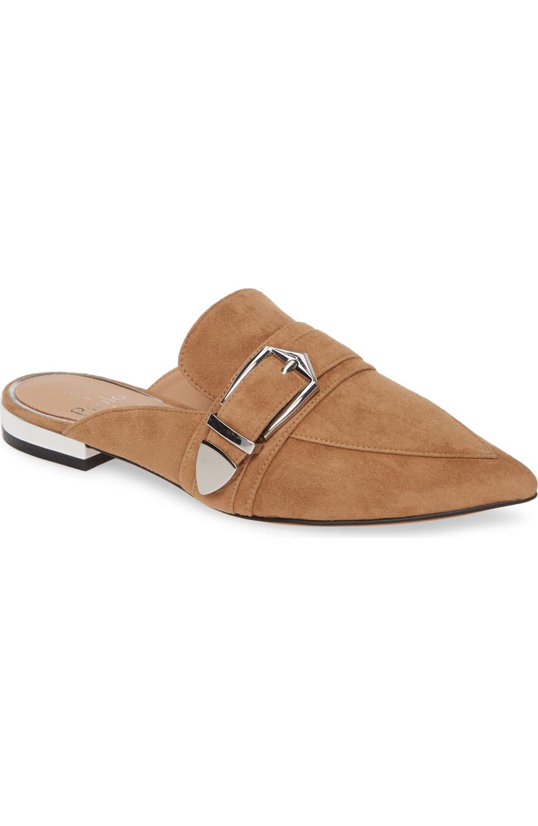 Linea Paolo Ace Buckle Pointed Toe Mule, Main, color, Tan Suede