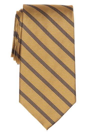 Brooks Brothers Mini Track Stripe Tie In Gold
