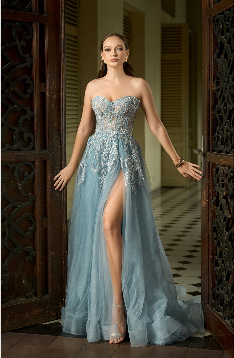 Bariano Emmy Strapless Ball Gown, Alternate, color, 