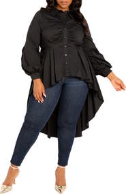 BUXOM COUTURE High/Low Peplum Shirt